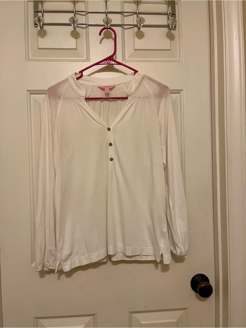 Lilly Pulitzer Elsa Top White Long-Sleeve Henley Top